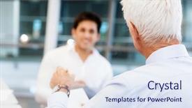  Presentation with interview - Cool new PPT layouts with employee interviews - two businessmen during interview backdrop and a sky blue colored foreground