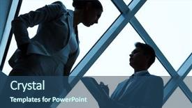  Presentation with office - PPT layouts having employee interviews - two silhouettes of businesspeople interacting background and a ocean colored foreground