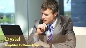  Presentation with lobby - Beautiful theme featuring employee involvement - businessman working on laptop computer backdrop and a tawny brown colored foreground