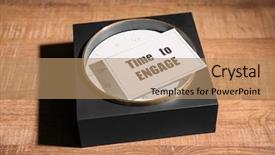  Presentation with clock - Slide set with employee involvement - clock and card with phrase background and a coral colored foreground
