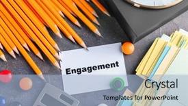  Presentation with involvement - Theme enhanced with employee involvement - composition with paper pencils calculator background and a light blue colored foreground