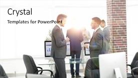  Presentation with partners - Slide set with employee involvement - group of business partners interacting background and a white colored foreground