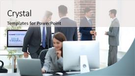  Presentation with partners - Audience pleasing PPT layouts consisting of employee involvement - group of business partners interacting backdrop and a  colored foreground