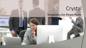  Presentation with partners - PPT layouts consisting of employee involvement - group of business partners interacting background and a  colored foreground