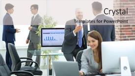  Presentation with partners - PPT layouts with employee involvement - group of business partners interacting background and a  colored foreground