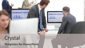  Presentation with mortgage partners - Amazing slide set having employee involvement - group of business partners interacting backdrop and a light gray colored foreground