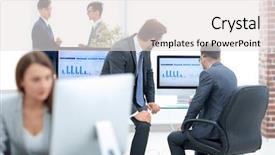  Presentation with partners - PPT theme enhanced with employee involvement - group of business partners interacting background and a white colored foreground