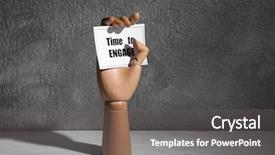  Presentation with mannequin - PPT theme enhanced with employee involvement - mannequin hand holding card background and a gray colored foreground