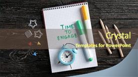  Presentation with employee engage - Slide deck consisting of employee involvement - notebook with written phrase time background and a tawny brown colored foreground