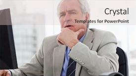  Presentation with wireless heart rate monitor - Presentation having employee involvement - thoughtful senior manager working background and a soft green colored foreground