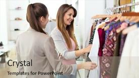  Presentation with clothes shop - Cool new presentation with employee job satisfaction - women in clothes shop backdrop and a mint green colored foreground