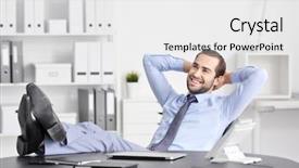  Presentation with women in office - Colorful PPT theme enhanced with employee job satisfaction - young businessman relaxing in office backdrop and a white colored foreground
