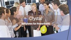  Presentation with office - Colorful presentation theme enhanced with employee leaving - stock traders celebrating backdrop and a violet colored foreground