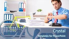  Presentation with super bike - Theme with employee life cycle - young businessman using bike background and a  colored foreground