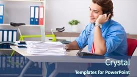  Presentation with power engine bike - PPT theme with employee life cycle - young businessman using bike background and a ocean colored foreground