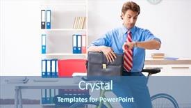  Presentation with office life - Theme with employee life cycle - young businessman using bike background and a ocean colored foreground