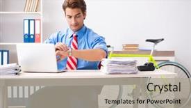  Presentation with office life - Slide deck with employee life cycle - young businessman using bike background and a light gray colored foreground