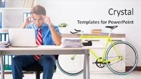 Presentation with office life - Presentation theme enhanced with employee life cycle - young businessman using bike background and a white colored foreground