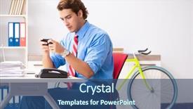  Presentation with e bike - Audience pleasing presentation theme consisting of employee life cycle - young businessman using bike backdrop and a ocean colored foreground