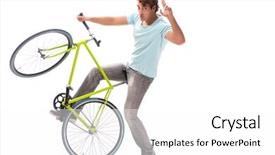  Presentation with man riding big bike motor - Audience pleasing presentation consisting of employee life cycle - young man riding a bicycle backdrop and a white colored foreground