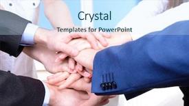  Presentation with partners - Amazing slide deck having employee loyalty - business partners joining their hands backdrop and a sky blue colored foreground