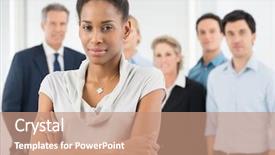  Presentation with hotel front office - Audience pleasing slide set consisting of employee loyalty - confident african businesswoman in front backdrop and a coral colored foreground
