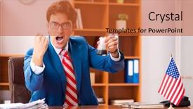  Presentation with office politics - PPT layouts having employee loyalty - young handsome politician sitting background and a red colored foreground