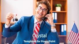  Presentation with office - Audience pleasing PPT theme consisting of employee loyalty - young handsome politician sitting backdrop and a ocean colored foreground