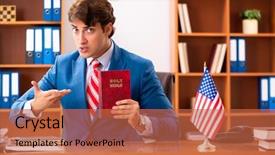  Presentation with office politics - Audience pleasing theme consisting of employee loyalty - young handsome politician sitting backdrop and a red colored foreground
