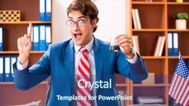  Presentation with office - Slide set consisting of employee loyalty - young handsome politician sitting background and a ocean colored foreground