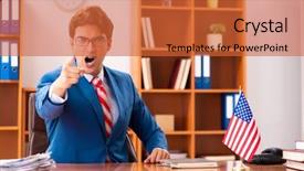  Presentation with office - Beautiful slide deck featuring employee loyalty - young handsome politician sitting backdrop and a red colored foreground