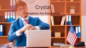  Presentation with office - Presentation theme enhanced with employee loyalty - young handsome politician sitting background and a red colored foreground