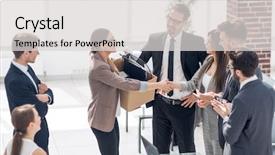  Presentation with staff - Presentation theme featuring employee meets with the staff background and a light gray colored foreground