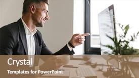  Presentation with monitoring - Beautiful slide set featuring employee monitoring - image of beautiful businessman 30s backdrop and a coral colored foreground