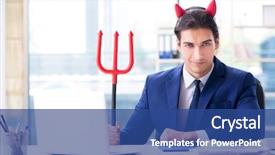  Presentation with devil and angel - PPT layouts featuring employee morale - devil angry businessman background and a ocean colored foreground