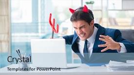  Presentation with devil - Amazing PPT layouts having employee morale - devil angry businessman backdrop and a light blue colored foreground