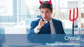  Presentation with angel and devil - Audience pleasing presentation consisting of employee morale - devil angry businessman backdrop and a ocean colored foreground
