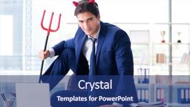  Presentation with devil and angel - Slide set consisting of employee morale - devil angry businessman background and a ocean colored foreground