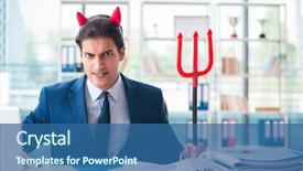  Presentation with angel and devil - Beautiful PPT layouts featuring employee morale - devil angry businessman backdrop and a ocean colored foreground