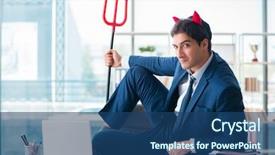  Presentation with devil and angel - PPT layouts having employee morale - devil angry businessman background and a ocean colored foreground