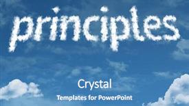  Presentation with sky blue - Theme with employee morale - principles cloud word background and a teal colored foreground