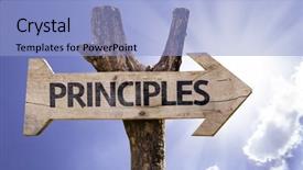  Presentation with employee - Slides with employee morale - principles wooden sign background and a light blue colored foreground