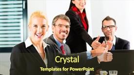  Presentation with team meeting - Slide set enhanced with employee motivation - business - businesspeople have team background and a tawny brown colored foreground