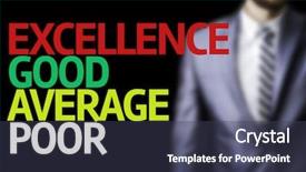  Presentation with excellence - Colorful PPT theme enhanced with employee motivation - excellence good average poor written backdrop and a tawny brown colored foreground