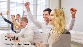  Presentation with motivation employee - PPT layouts enhanced with employee motivation - young successful businesswoman and colleagues background and a soft green colored foreground