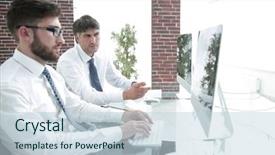  Presentation with company - Audience pleasing presentation consisting of employee of the company types backdrop and a  colored foreground