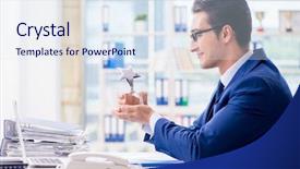  Presentation with employee month - Colorful presentation theme enhanced with employee of the month award backdrop and a sky blue colored foreground