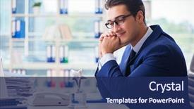  Presentation with employee month - Beautiful presentation theme featuring employee of the month award backdrop and a navy blue colored foreground