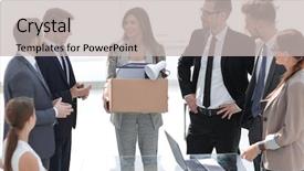  Presentation with education employee benefits - Amazing PPT theme having employee on his first day backdrop and a light gray colored foreground