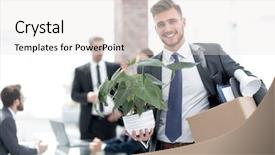  Presentation with first - Slides featuring employee on the first day background and a white colored foreground